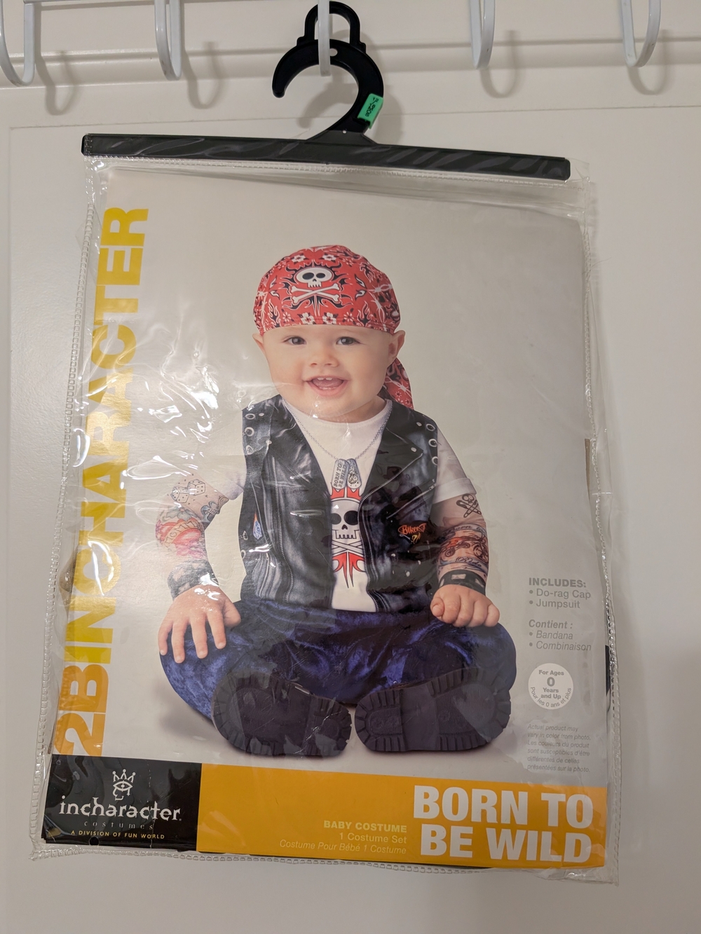 InCharacter Baby Biker Costume 12-18M Tattoo Sleeves Born to Be Wild